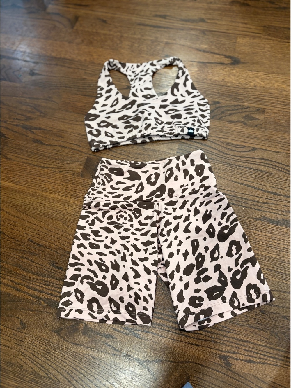 Booty by Brabants Leopard Print Sports Bra and Biker Shorts Set